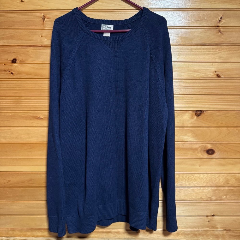L.L. Bean Men's Deep Blue Crewneck Sweater XXL Tall Cotton/Cashmere
